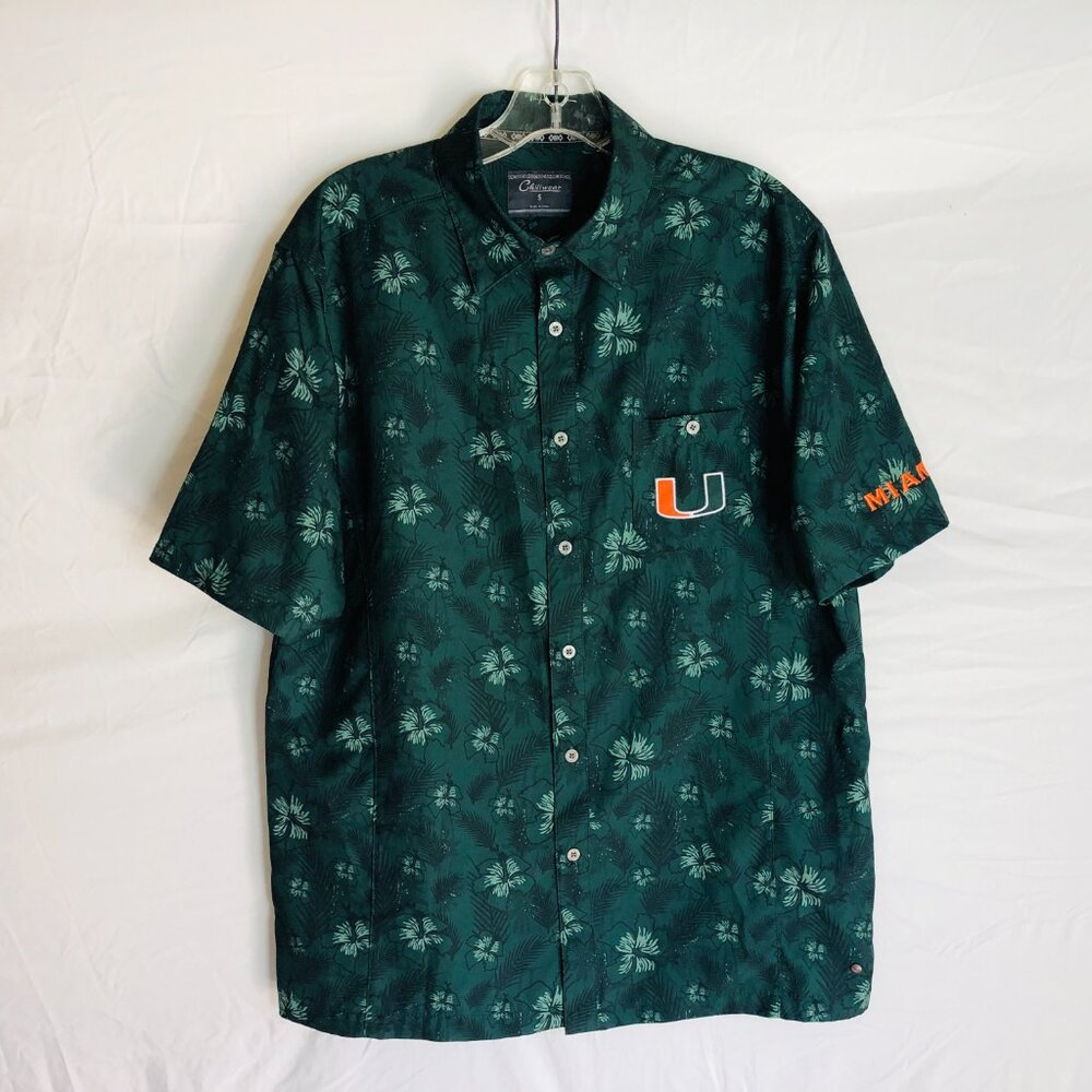 Miami Hurricanes Chiliwear Mens Size Small Floral Performance Hawaiian Shirt